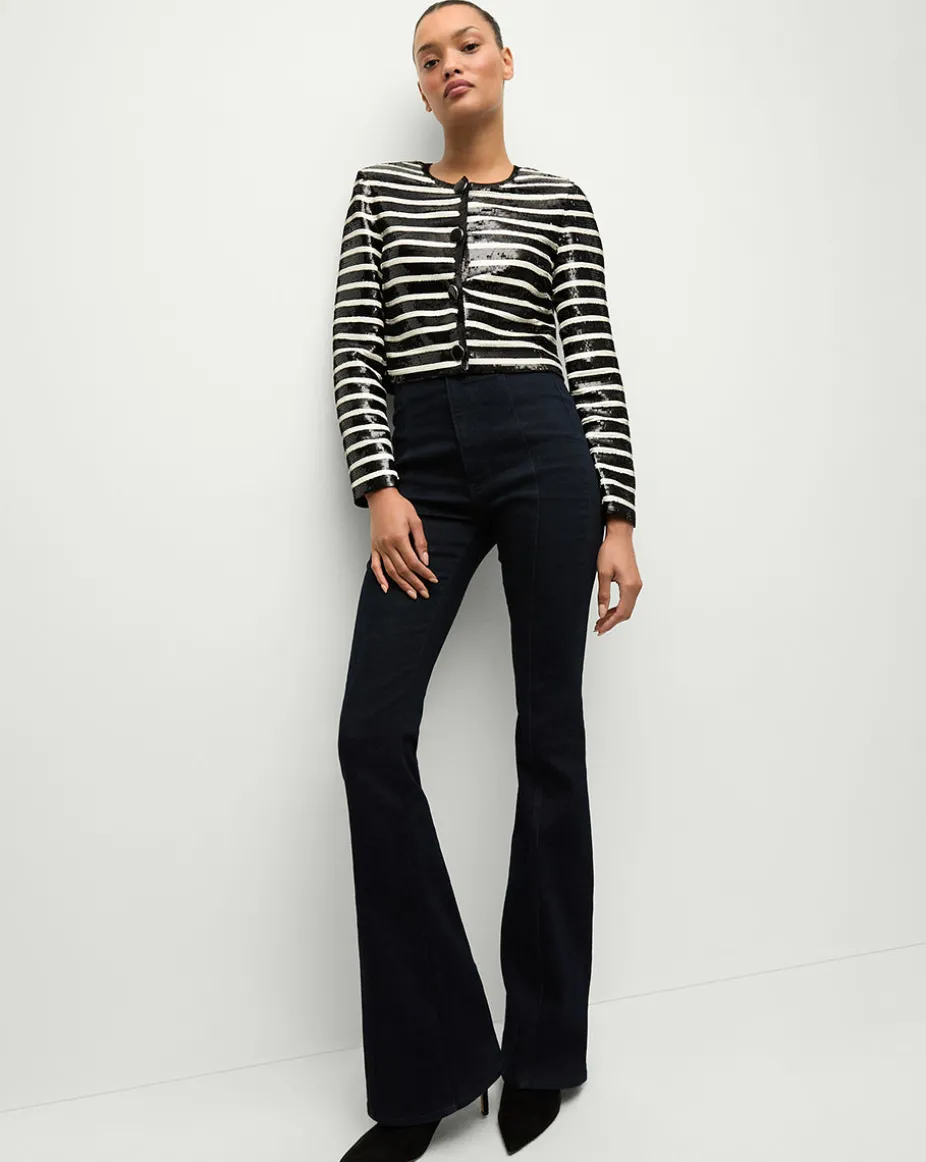 Mickey Sequin Cropped Jacket in Black/White