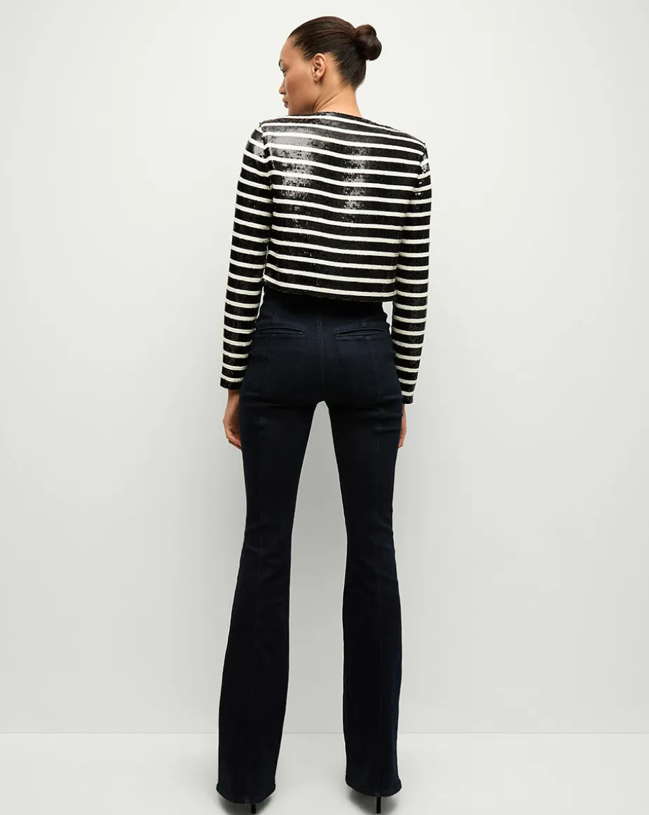 Mickey Sequin Cropped Jacket in Black/White