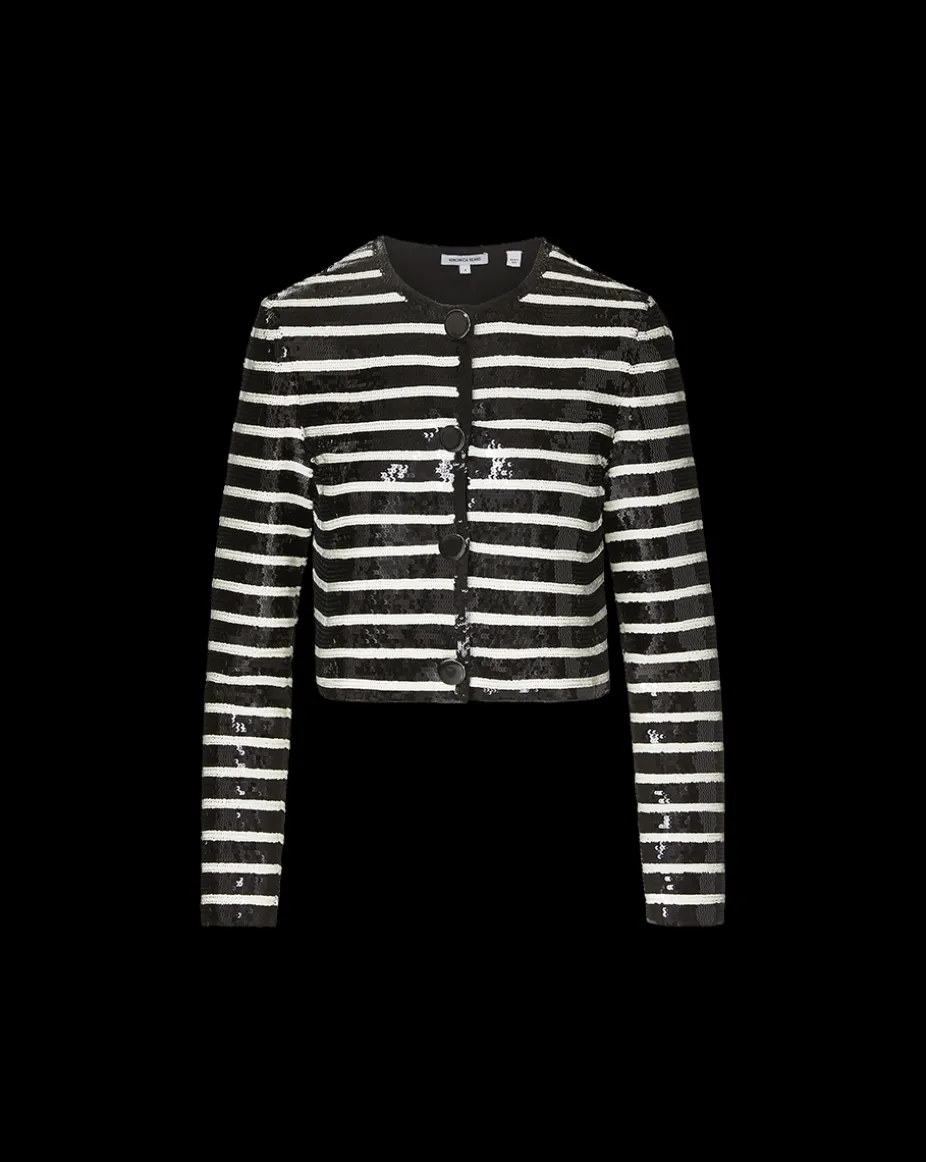 Mickey Sequin Cropped Jacket in Black/White