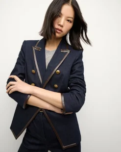 Miller Denim Blazer Dickey Jacket in Dark Wash