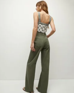 Milton Floral Square-Neck Crop Tank