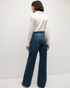 Monique Silk Button-Down Shirt in Ivory