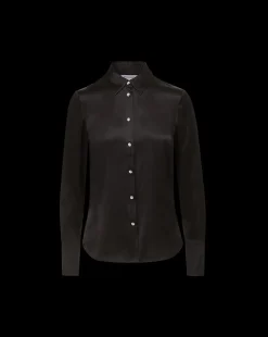 Monique Silk Button-Down Shirt in Black