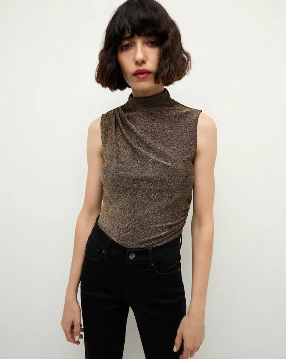 Mylie Sleeveless Top in Gold | High Neck Top