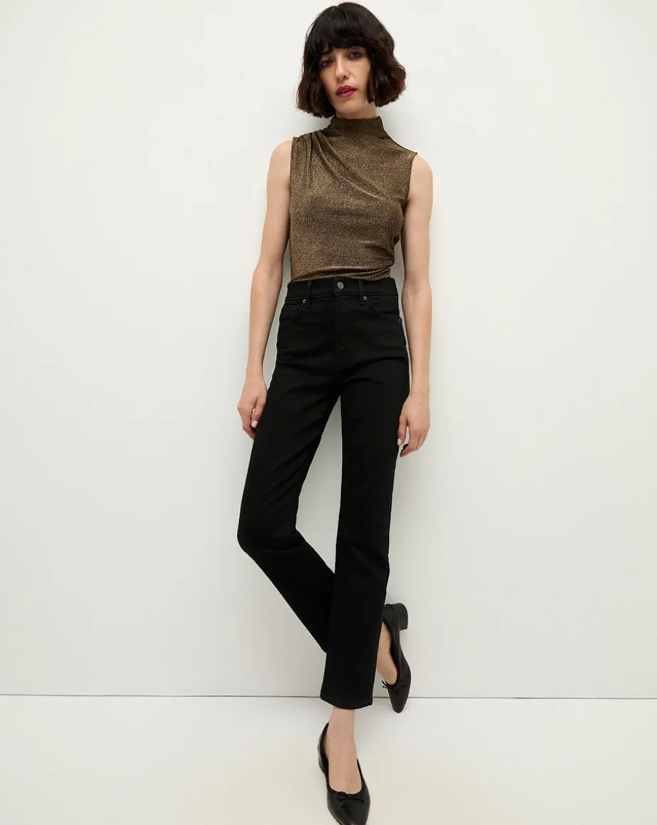 Mylie Sleeveless Top in Gold | High Neck Top