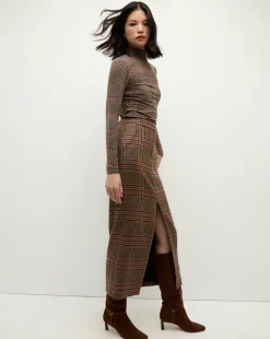Nate Plaid Turtleneck Top in Camel & Black