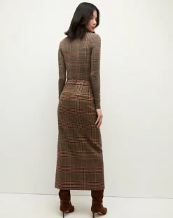 Nate Plaid Turtleneck Top in Camel & Black