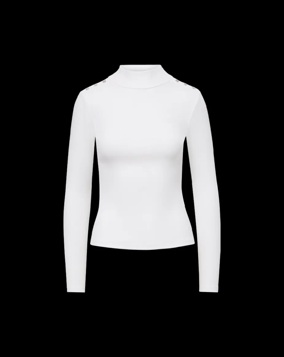 Nate Top With Buttons in White
