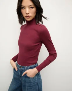 Nate Top With Buttons in Wine