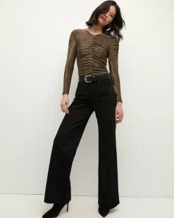 Neeta Ruched Long Sleeve Top in Gold