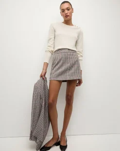 Nelia Cashmere Pullover | Button Accent in Ivory
