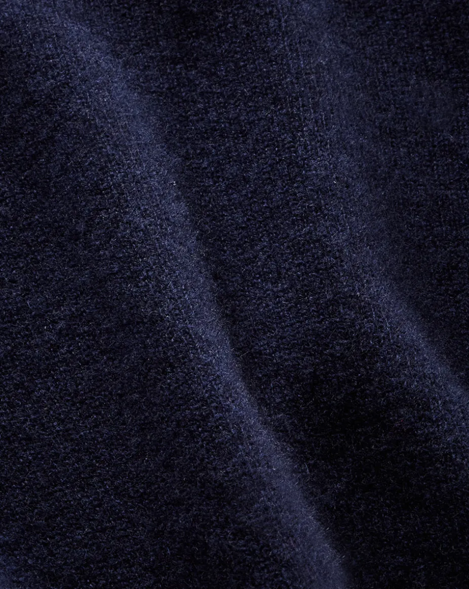Nelia Cashmere Pullover | Button Accent in Navy