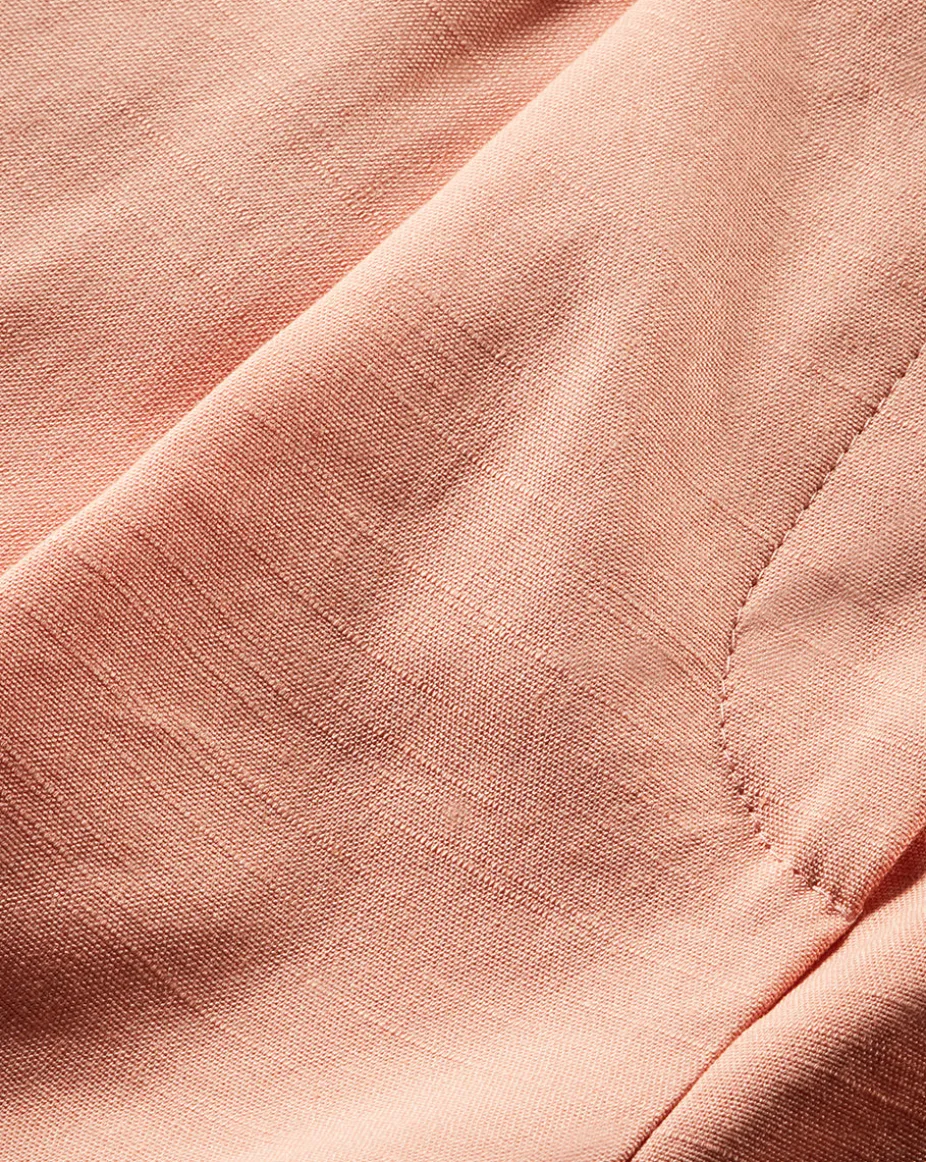 Noemi High-Waisted Coral Linen Short