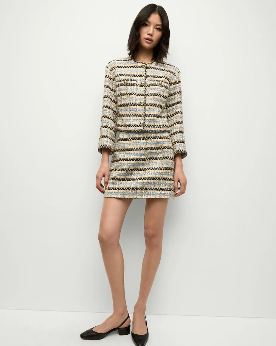 Ohemia Metallic Tweed Skirt in Blue/Ivory