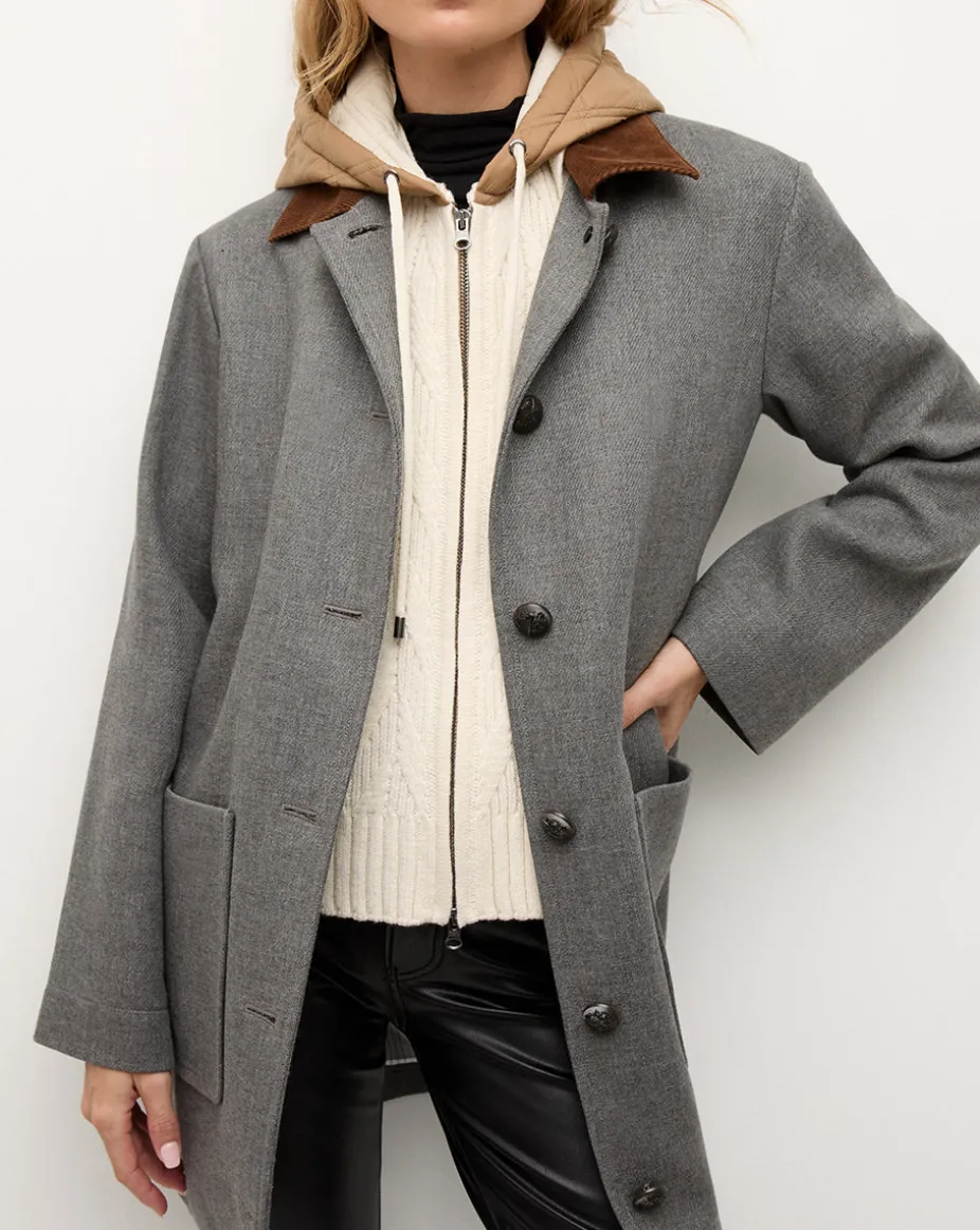 Orine Quilted Hoodie Dickey in Ivory & Brown