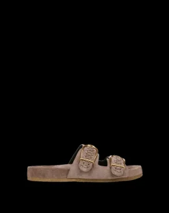 Paige Buckle Sandal in Taupe