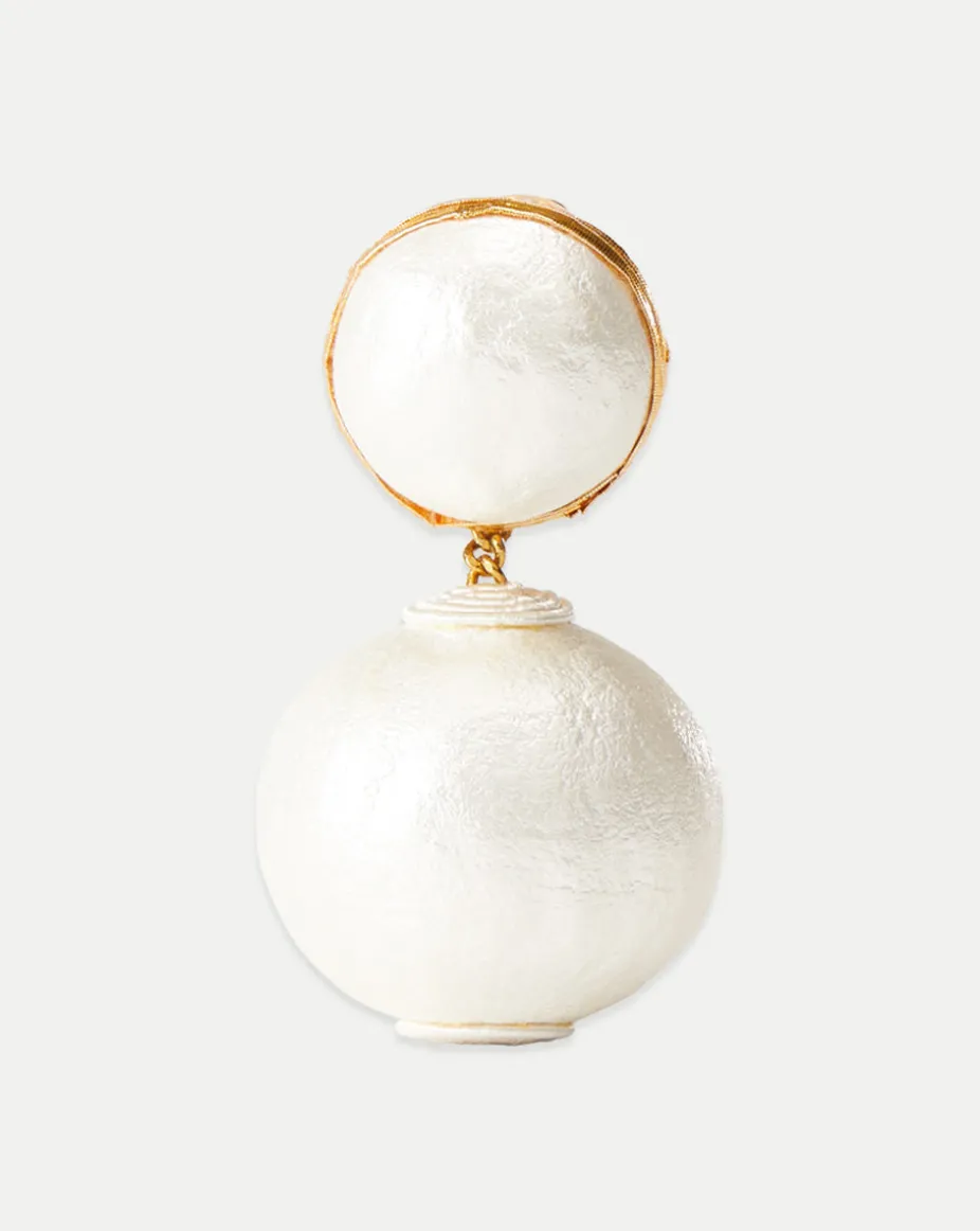 Pearl 2 Drop Earring | Post Backing in White
