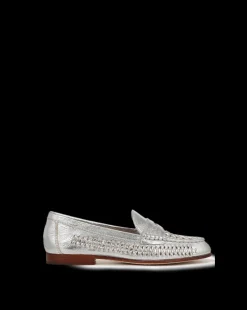 Penny Woven Metallic Leather Loafer
