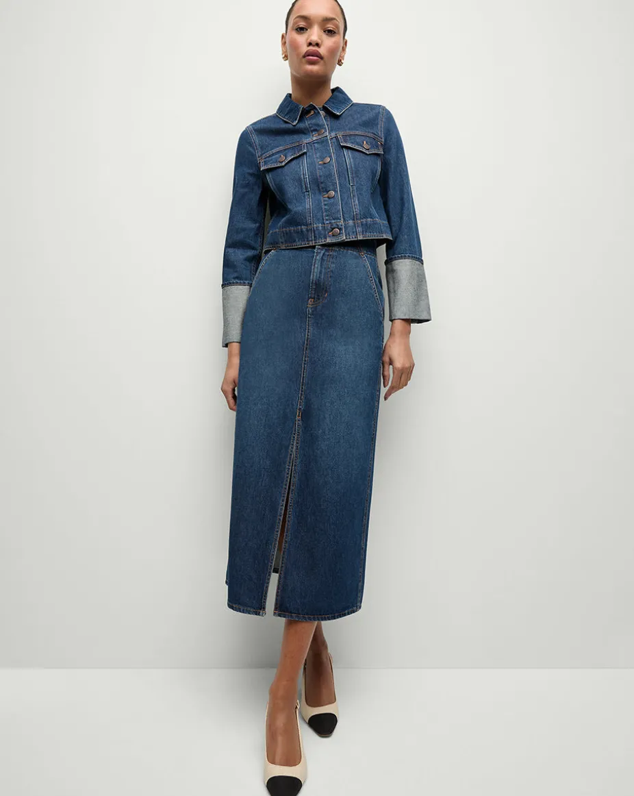 Phila Cropped Denim Jacket in Blue Denim