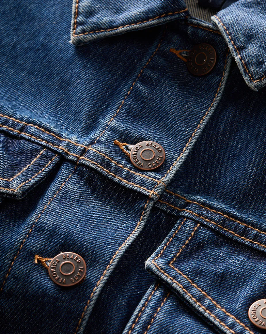 Phila Cropped Denim Jacket in Blue Denim