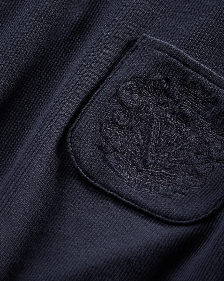 Pruitt Ribbed Tee | Logo Pocket in Navy