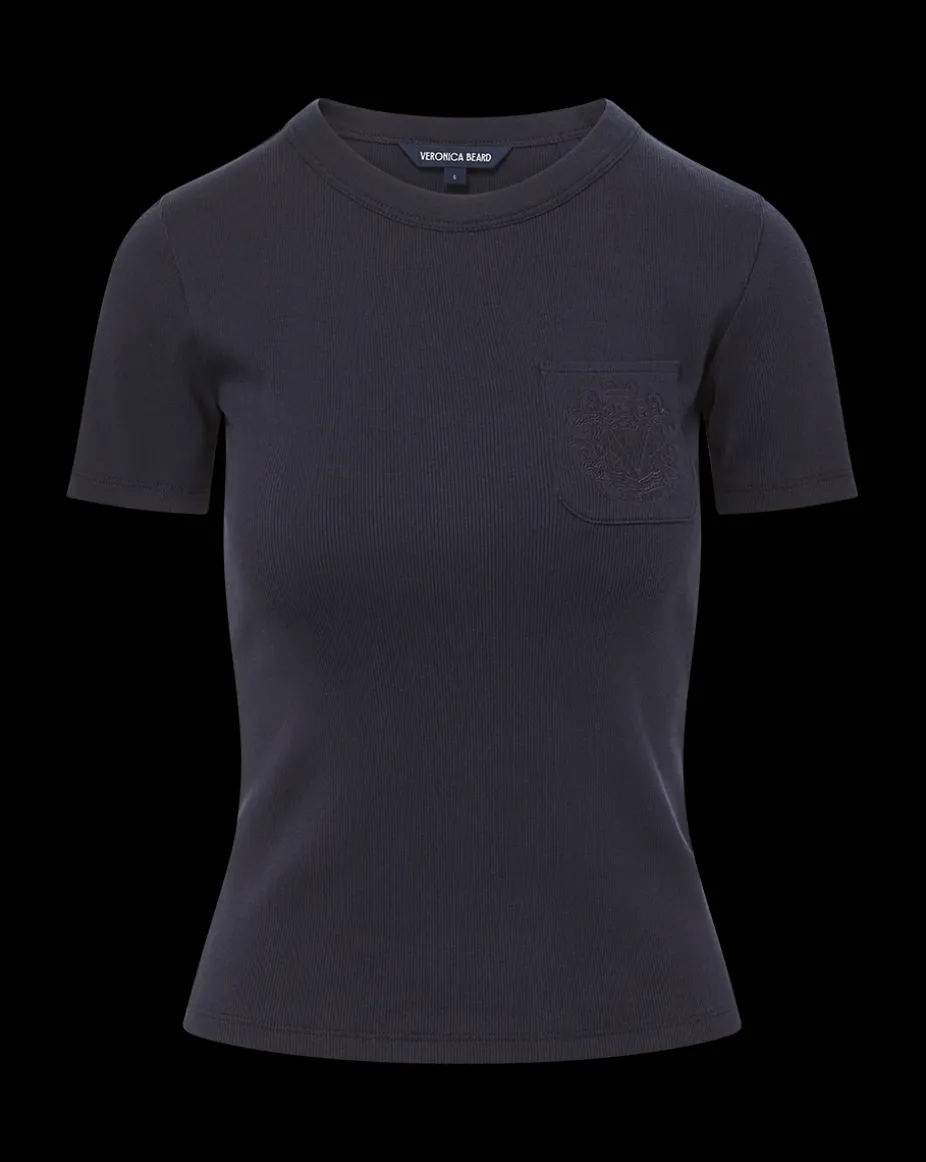 Pruitt Ribbed Tee | Logo Pocket in Navy