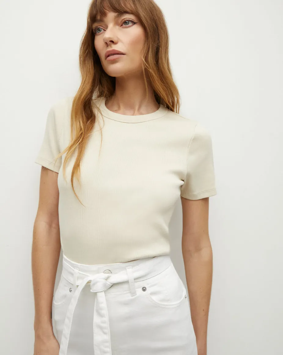 Pruitt Ribbed Tee in Limestone