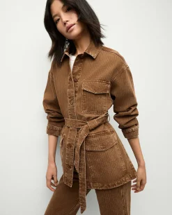 Ramone Denim Chore Jacket in Brown