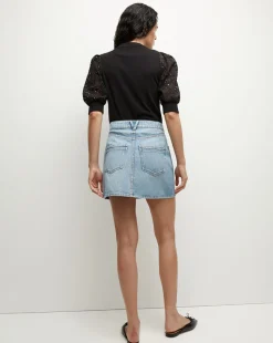 Raundi Double-Seam Denim Skirt in Nova