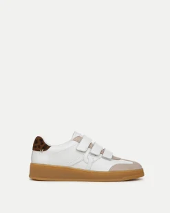 Reagan Velcro Sneaker in White & Leopard