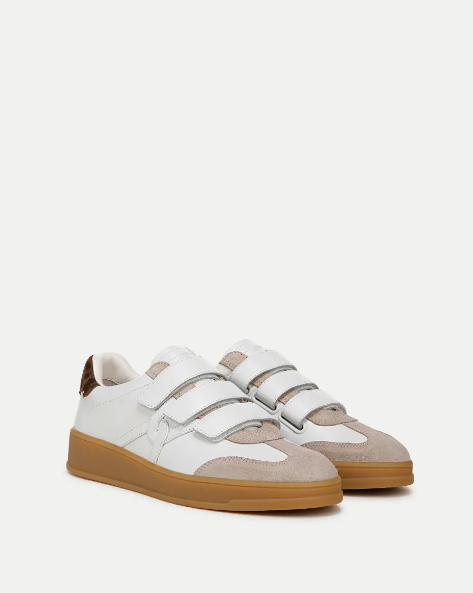 Reagan Velcro Sneaker in White & Leopard
