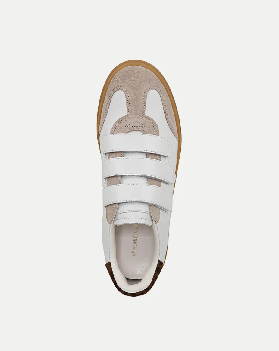 Reagan Velcro Sneaker in White & Leopard