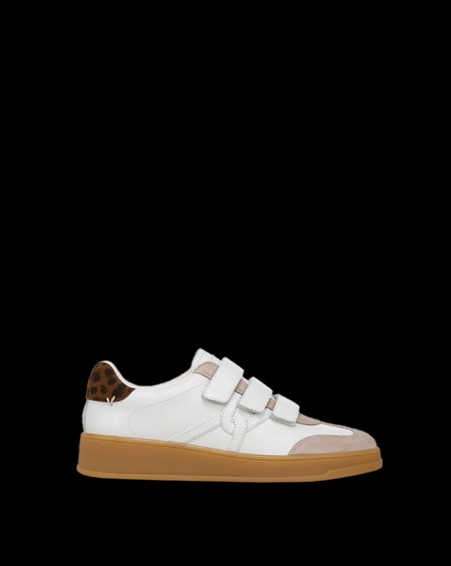 Reagan Velcro Sneaker in White & Leopard