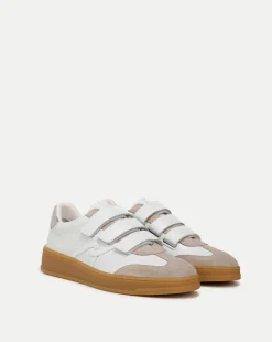 Reagan Velcro Sneakers in White & Silver