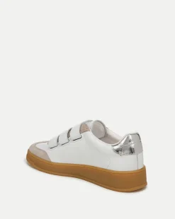 Reagan Velcro Sneakers in White & Silver