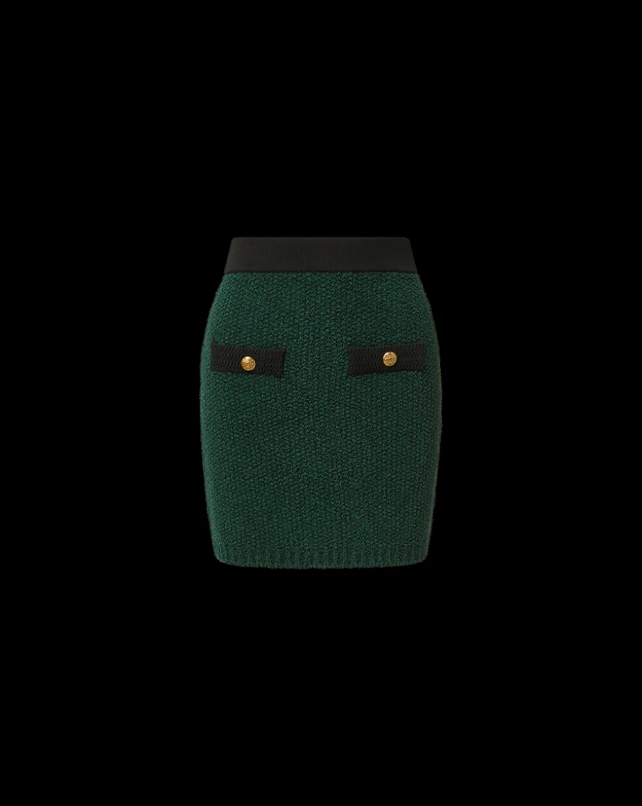 Rivka Tweed Skirt in Dark Green & Black