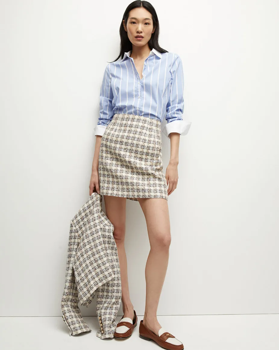 Roman Tweed Skirt in Ivory/Camel