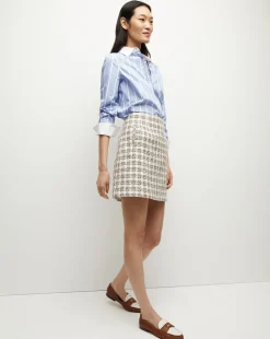 Roman Tweed Skirt in Ivory/Camel