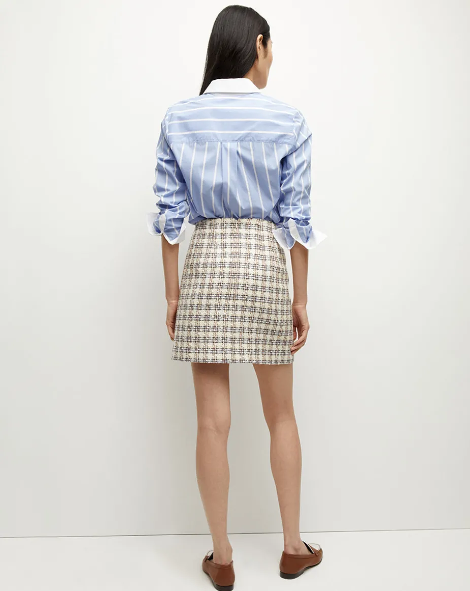 Roman Tweed Skirt in Ivory/Camel