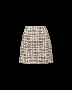 Roman Tweed Skirt in Ivory/Camel