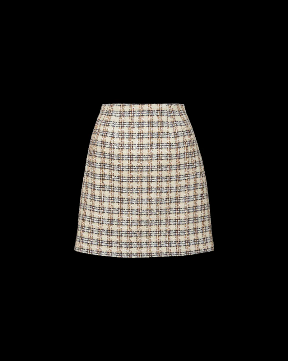 Roman Tweed Skirt in Ivory/Camel