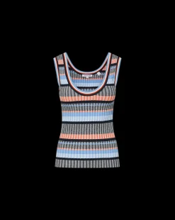 Sandra Ribbed Tank in Blue Multi