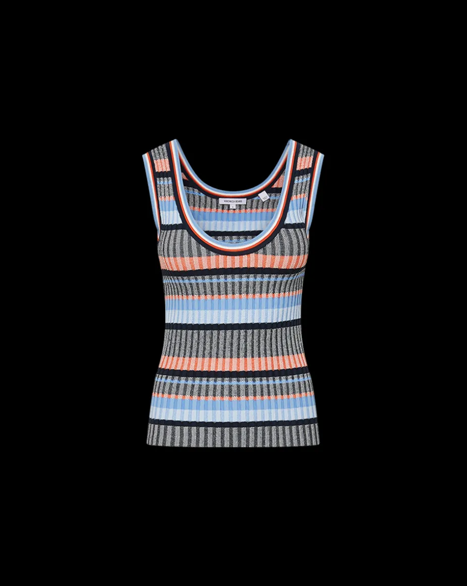Sandra Ribbed Tank in Blue Multi