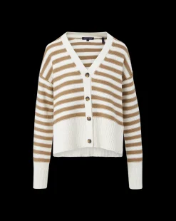 Saylor Cotton Cardigan in Off-White/Khaki