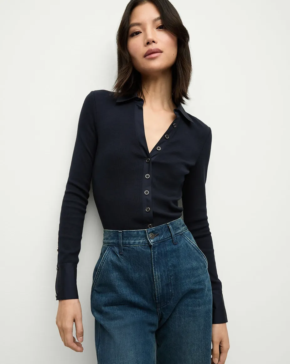 Scottie Button-Down Shirt in Navy