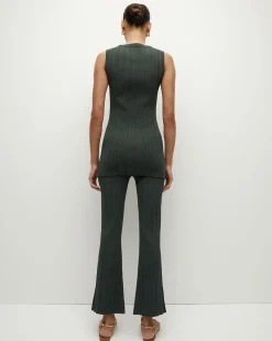 Semma Rib-Knit Tank in Forest Green