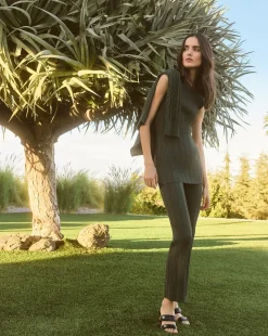 Semma Rib-Knit Tank in Forest Green