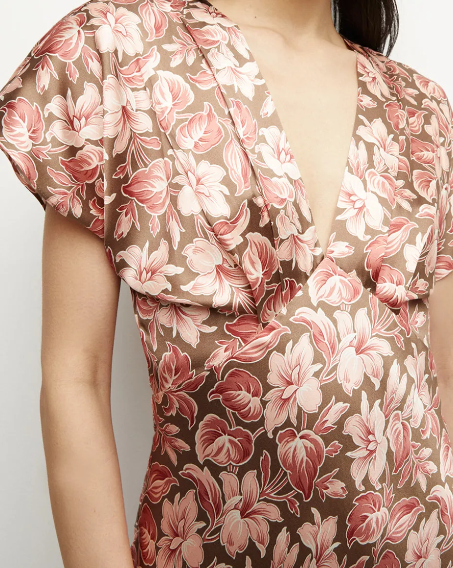 Seymour Stretch-Silk Dress in Deep Ochre Multi