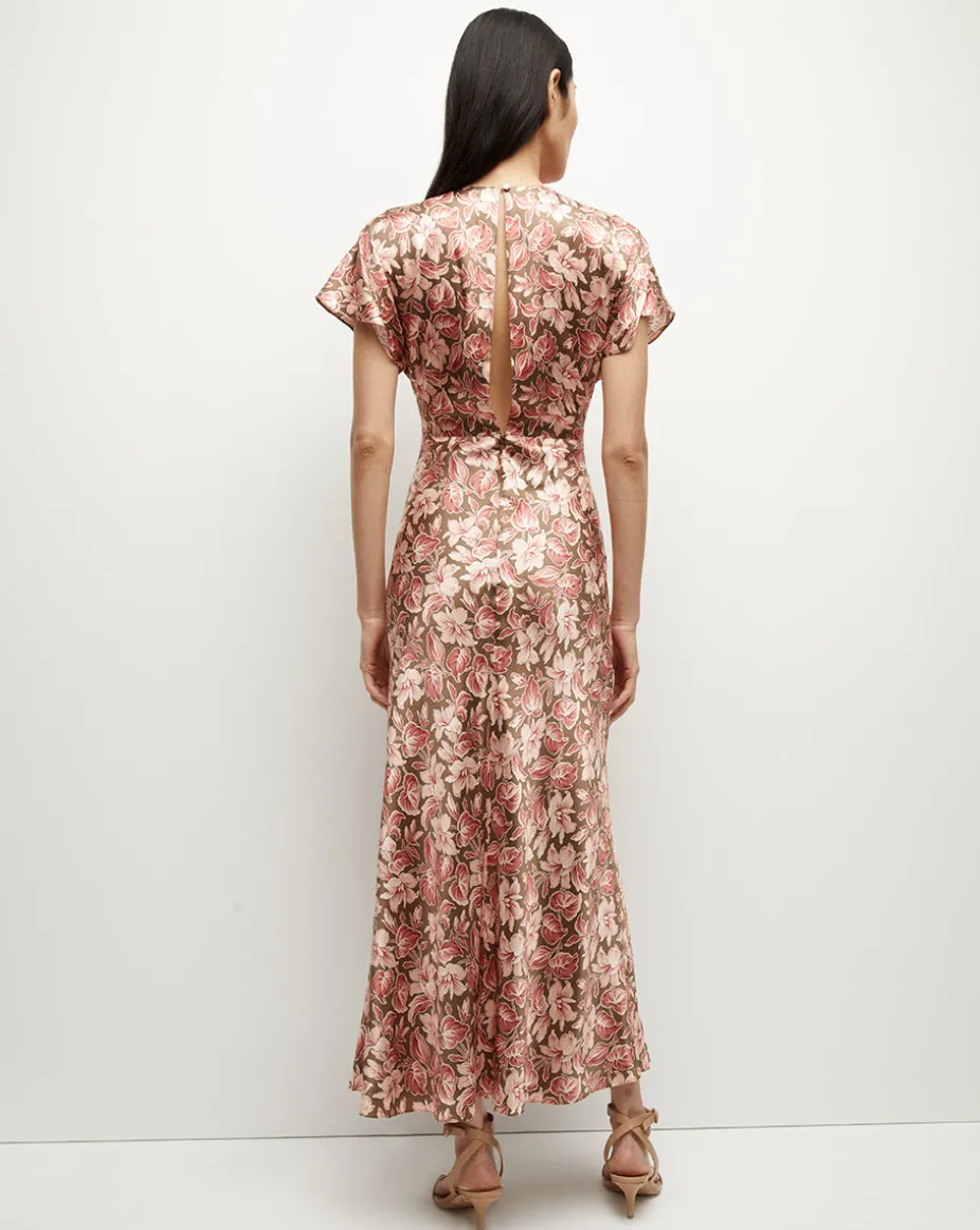 Seymour Stretch-Silk Dress in Deep Ochre Multi