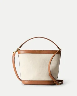Small Canvas Feedbag in Cream Linen & Tan